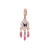Atrapasueños Mariposa Estilo Bosque Aleación Esmalte Incrustado Diamante Morado Borla de Pluma Colgante Accesorios DIY Pulsera Cuentas Colgante