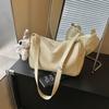 Bolsa Retrô 2025 Cor Pura Simples Bolsa de Axila Bolsa de Ombro Feminina Casual Moda Fresca Bolsa Feminina Estilo Ocidental Bolsa Pequena