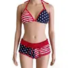 Transfronterizo 2025 Europeo y Americano Comercio Exterior Nuevo Estilo Estampado Cuello Corbata Amazon Bikini Triángulo Conjunto de Dos Piezas Traje de Baño