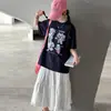 Atacado de roupas infantis transfronteiriço: Camisetas de verão para meninas, novos modelos 2026, tops infantis de manga curta com estampa de animais de desenho animado para crianças mais velhas