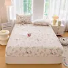 Falda de cama de gasa de burbujas con sensación de nube, juego de tres piezas de gasa de doble capa, cubierta de colchón de algodón esponjoso suave, funda de almohada, protección de cama para dormitorio de estudiante