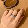 Anillo de Comercio Exterior Transfronterizo con Diamantes Completos, Piedra Grande al Descubierto, Anillo de Compromiso de Circonita, Anillo Clásico de Seis Garras con Diamantes Completos Giratorios