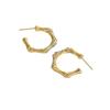 Aretes de Bambú Curvos de Zirconio Electrochapados en Oro Real Aretes de Lujo Ligero Retro Geométricos de Alta Gama Aretes Simples de Nuevo Estilo Chino