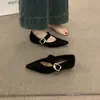 Zapatos Mary Jane de gamuza con punta fina y plataforma para aumentar la altura, estilo coreano, para mujer, suaves y elegantes, versátiles para el uso diario y para ir al trabajo.
