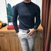 Suéter de punto para hombre, corte slim, cuello alto medio, color liso, multicolor, adecuado para usar debajo de trajes, estilo "old money", otoño e invierno, venta al por mayor de fábrica transfronteriza