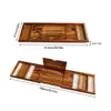 Estante de Bambú para Bañera Organizador de Ducha Estante Extensible para Bañera para Teléfono Tableta Toalla