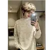 Camiseta Streetwear Americana Retro Tie-Dye Desgastado Gola Alta Manga Longa para Homens e Mulheres Peso Pesado Primavera/Outono Marca Tendência Versátil