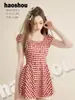 Traje de baño para adultos 161023, Estilo nuevo para mujeres, Enterizo estilo falda con diseño de cuadros para niñas jóvenes y estudiantes, Traje de baño de verano para nadar y jugar en el agua