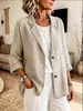 Blazer de color liso de corte holgado, transfronterizo europeo y americano, blazer casual versátil con solapa y botones para el trabajo