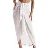 Cubierta de Playa Larga para Mujer con Borlas, Blusa de Playa, Bufanda para Bikini, Chal de Playa