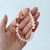 Joias Taixi Novo Estilo Chinês Pulseira de Cristal de Pérola de Água Doce Círculo Único Feminina Ouro Antigo Ágata Vermelha