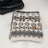 Bufanda Tejida Jacquard Rayada Estilo Fair Isle Azul para Mujer Invierno Estudiante Coreana Engrosada Cálida para el Cuello Moderna