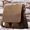 Bolso de hombro de cuero de Caballo Loco retro personalizado, bolso informal multifuncional de piel de vaca, bolso cruzado informal para hombre, resistente a la intemperie.