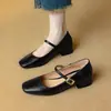¡Dos Estilos de Tacones! 2026 Nuevos Zapatos de Trabajo para Mujer con Tacón Grueso y Punta Cuadrada, Elegantes y Cómodos, Tallas Grandes de Moda, Transfronterizo 33