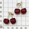 12 Peças/Pacote Acessórios DIY Liga de Esmalte Frutas Cereja 3D Pulseira Colar Pingente Brincos Acessórios de Orelha Enfeites Pendurados
