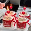 Decoración de pastel de feliz día de San Valentín Decoración de oso conejo tridimensional 2.14 Vela de amor de confesión de pareja enchufable