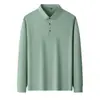 Camisa polo de manga larga para hombre de alto volumen para comercio exterior transfronterizo, con cuello camisero, transpirable, ropa casual de negocios para hombre, color liso, adecuada para papás