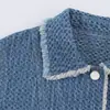 Comercio Exterior Transfronterizo 2026 Nueva Moda Más Vendido Diseño Holgado Borla Chaqueta de Mezclilla 4001056