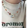Collar de Cuentas de Arroz de Grava de Color Hecho a Mano de Nicho para Primavera y Verano Cadena de Clavícula Linda Vintage para Mujer