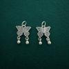 Prata Pura 999 Estilo Chinês Retro Pingente Sino Borboleta Pulseira de Corda Trançada com Contas Artesanal Pingente para Colar Acessórios de Prata