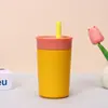 Amazon Owala Mismo Estilo Taza de Café Mini Compacta 12oz Taza con Popote de Silicona Termo de Acero Inoxidable para Niños