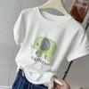 Camiseta Feminina Tamanho Grande Estampa de Elefante Manga Curta Pequena Voadora Verão Feminino Menina Cheinha Emagrecedor Esconde-se da Pele Esconde-se da Barriga Gola Redonda Manga Curta Top