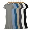 G008-24 nuevo vestido francés retro de color sólido simple de cuello redondo y manga corta sexy tipo vaina con cola de pez para principios de primavera