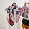 Lenço Quadrado de Algodão e Linho com Seda de Alta Qualidade para Mulheres Primavera e Verão Design Dupla Face Estampado Acessórios para Lenços Xale