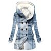 Gabardina de invierno para mujer, abrigo con capucha y estampado a cuadros 3D grueso, estilo europeo y americano, venta al por mayor, 2023