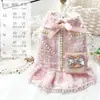 Ropa para Perros, Ropa de Otoño e Invierno, Vestido de Princesa para Gato, Mochila, Pequeño Perro Estilo Chanel Rosa Peluche Mascota Vestido Caliente