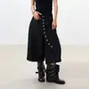 Calça Jeans Crua Cropped Masculina de Verão com Botões Desconstruídos Inclinados Perna Larga Design Vintage