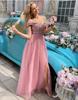 Vestido de Noche de Malla con Lentejuelas, Escote Halter, Abertura Lateral, Estilo Fluido, Comercio Exterior Transfronterizo Europeo y Americano 2025