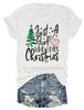 Estación independiente de Amazon eBay Nueva Just a Girl, divertida camiseta con estampado de árbol de Navidad, cuello redondo y manga corta para mujer