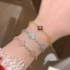 [Juramento Floral Qimeng] Pulsera de Trébol de Cuatro Hojas Láctea de la Suerte Exquisita Luz Blanca Lujo Francés Joyería Ajustable para Mujeres