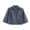 Blazer Corto de Mezclilla de Color Sólido de Manga Larga Nuevo para Mujer Transfronterizo AliExpress 2026 4001058