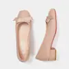 Zapatos de Ballet de Cuero Suave con Punta Cuadrada y Lazo, Boca Baja, Tacón Grueso, Tacones Altos, Estilo Hada, Zapatos de Tacón Medio Franceses para Viajar