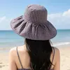 Chapéu Bucket Xadrez Versátil Novo Primavera Verão Proteção Facial Proteção Solar Chapéu Boater Viagem ao Ar Livre Férias Praia Chapéu Afina Rosto