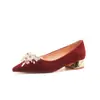 3333H-146 Salto Grosso Camurça Vermelho Salto Alto Banquete de Casamento Sapatos de Casamento Sapatos Femininos Festivos São Confortáveis e Não Cansam os Pés