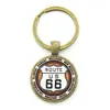 Amazon Transfronterizo Clásico Retro Americano Ruta 66 Gema del Tiempo Llavero de Aleación Colgante para Bolso de Coche