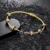 Pulsera de acero de titanio con ojo turco transfronterizo europeo y americano, no se decolora, para hombres, pulsera de muñeca punk hip-hop de moda, accesorio de alta gama para mujeres