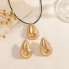 Pendientes de Metal con Forma de Gota y Collar de Moda Personalizados Set de Joyería Diseño de Borde Serrado Joyería Exagerada de Dos Piezas