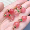 Pingente Pequeno de Maçã de Aventurina Natural, Pingente Pequeno de Fruta da Paz de Jade de Seda Dourada, Acessório de Pingente para Pulseira DIY Feito à Mão
