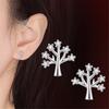 Aretes de viento fragante pequeño de Corea del Sur drama coreano con incrustación de circonitas aretes de árbol de los deseos hojas ramas y hojas venta directa al por mayor