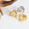 Nuevo anillo sencillo de acero de titanio resistente a la decoloración, joyería de lujo ligera de moda francesa, anillo de oro con textura femenina, venta al por mayor para mujeres