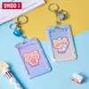 Etiqueta de chaveiro, cartão de controle de acesso, porta-cartões pequeno, porta-cartão de refeição de estudante cheerleader de desenho animado fofo impresso, estilo ins