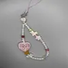 Cordão Original Fofo de Botão Xadrez Coração Cachorro West Highland Beaded para Celular Corda de Câmera Ccd Menina Nicho