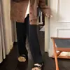 Pantalones anchos color arroz, para mujer, otoño e invierno, de cintura alta, fluidos, hasta el suelo, de punto, de pierna recta, casuales
