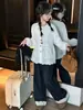 Roupa de Primavera para Meninas 2026 Nova Estilosa Roupas de Primavera para Meninas Grandes Colete Jeans Camisa Calças Casuais de Perna Larga para Crianças