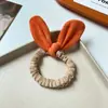 Nueva Banda para el Cabello de Tela para Niñas Estilo Coreano Color Contrastante Versátil Alta Elasticidad Orejas de Conejo Cuerda para Cola de Caballo Intestino Accesorios para el Cabello