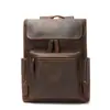 Mochila Masculina de Couro Crazy Horse Marant Mochila de Viagem Outdoor de Alto Padrão Coleção de Mochilas Masculinas de Couro Genuíno